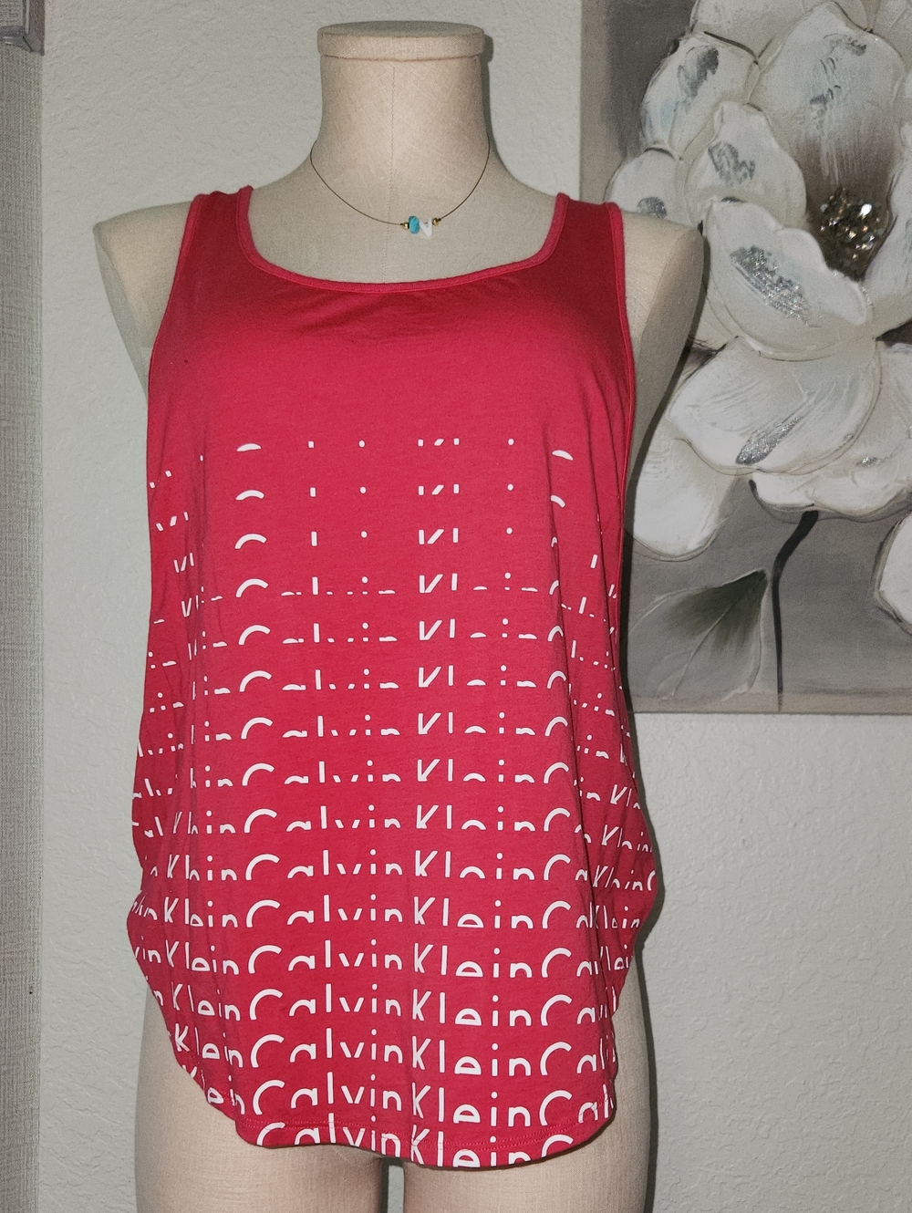 Calvin Klein Red Graphic Logo Tank